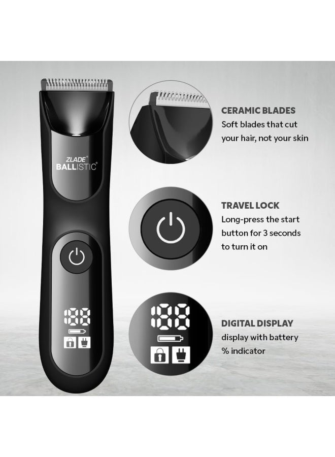 زلاد ماكينة تشذيب الجسم    للرجال | شاشة رقمية، قفل سفر ذكي | للشعر واللحية والجسم والمناطق الحساسة | مقاومة للماء، لاسلكية وقابلة لإعادة الشحن | أسود - Image 5